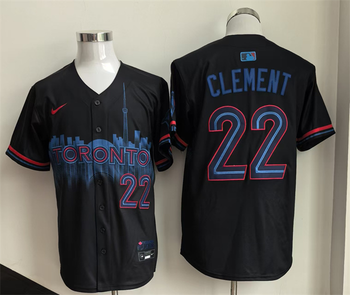Men's Toronto Blue Jays #22 Ernie Clement Navy 2024 City Connect Limited Stitched Baseball Jersey