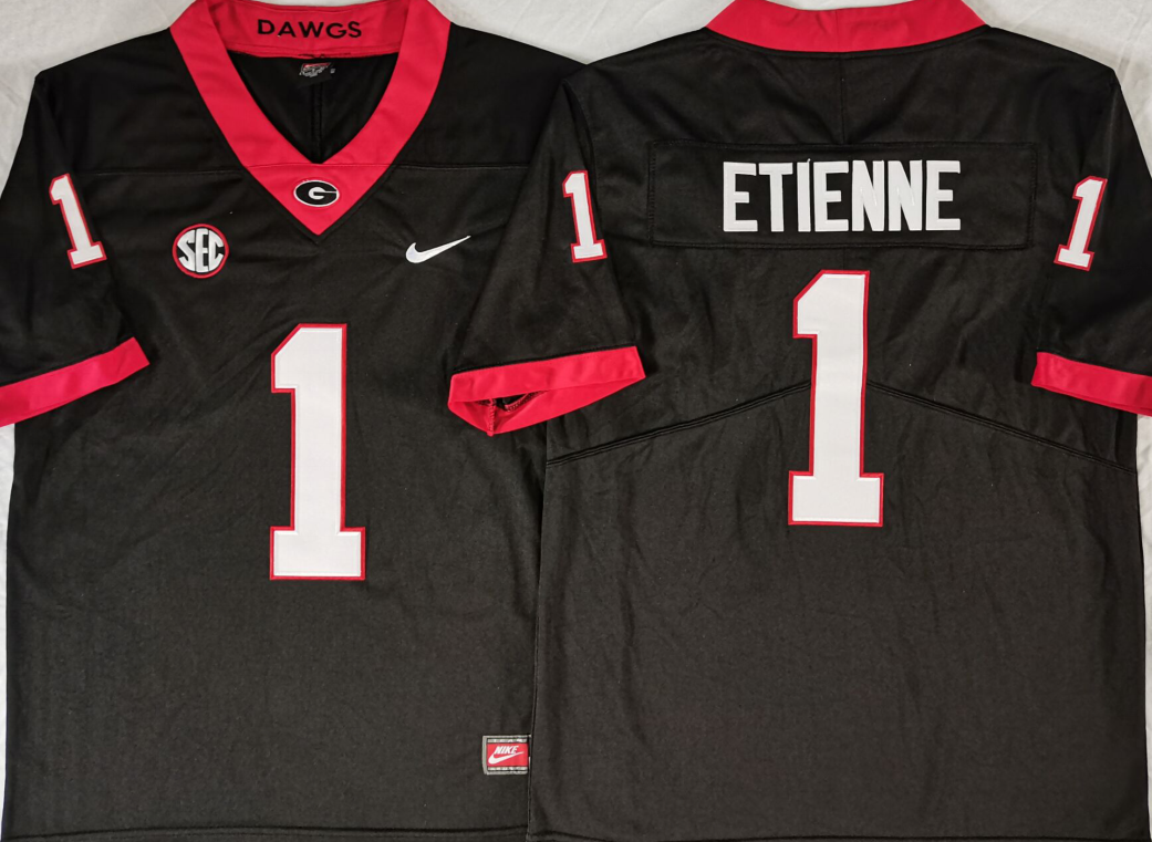 Georgia Bulldogs #1 Trevor Etienne Black Stitched Jersey Georgia Bulldogs #1 Trevor Etienne Black Stitched Jersey
