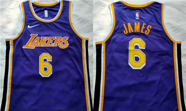 Men's Los Angeles Lakers #6 LeBron James Purple Stitched Basketball Jersey Men's Los Angeles Lakers #6 LeBron James Purple Stitched Basketball Jersey