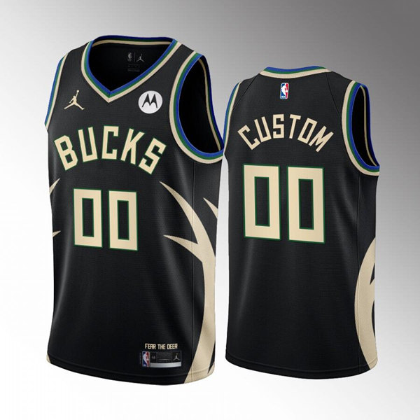 Men's Milwaukee Bucks Active Player Custom 2022/23 Black Statement Edition Stitched Basketball Jersey Men's Milwaukee Bucks Active Player Custom 2022/23 Black Statement Edition Stitched Basketball Jersey