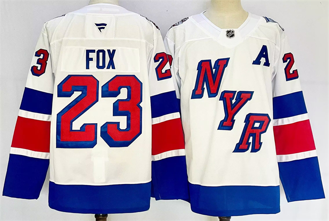 Men's New York Rangers #23 Adam Fox White 2024-25 Stadium Series Stitched Jersey Men's New York Rangers #23 Adam Fox White 2024-25 Stadium Series Stitched Jersey