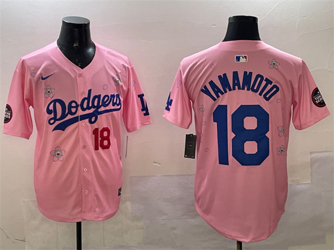 Men's Los Angeles Dodgers #42 Jackie Robinson Pink 2025 Tokyo Series Limited Stitched Baseball Jersey