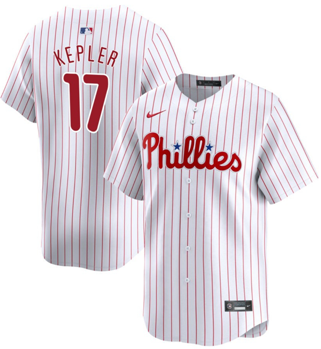 Men's Philadelphia Phillies #17 Max Kepler White 2024 Home Limited Stitched Jersey Men's Philadelphia Phillies #17 Max Kepler White 2024 Home Limited Stitched Jersey