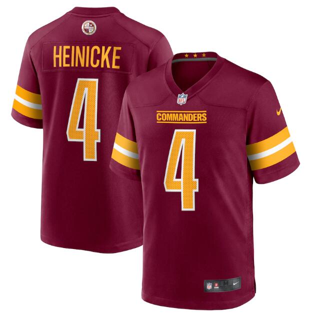 Men's Washington Commanders #4 Taylor Heinicke 2022 Burgundy Game Stitched Jersey Men's Washington Commanders #4 Taylor Heinicke 2022 Burgundy Game Stitched Jersey
