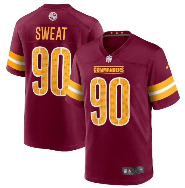 Men's Washington Commanders #90 Montez Sweat 2022 Burgundy Game Stitched Jersey Men's Washington Commanders #90 Montez Sweat 2022 Burgundy Game Stitched Jersey