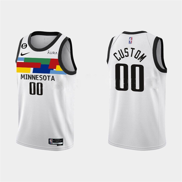 Men's Minnesota Timberwolves Active Player Custom White 2022/23 City Edition With NO.6 Patch Stitched NBA Jersey