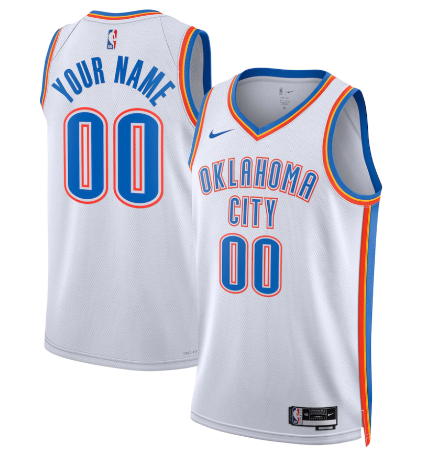 Men's Oklahoma City Thunder Active Player Custom White Association Edition Stitched Basketball Jersey Men's Oklahoma City Thunder Active Player Custom White Association Edition Stitched Basketball Jersey