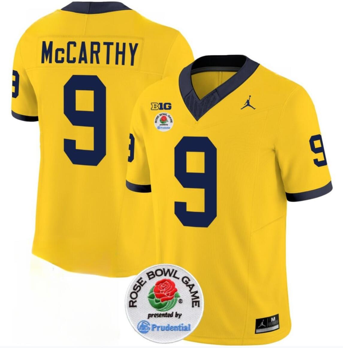 Men's Michigan Wolverines #9 J.J. McCarthy 2023 F.U.S.E. Yellow Rose Bowl Patch Stitched Jersey Men's Michigan Wolverines #9 J.J. McCarthy 2023 F.U.S.E. Yellow Rose Bowl Patch Stitched Jersey