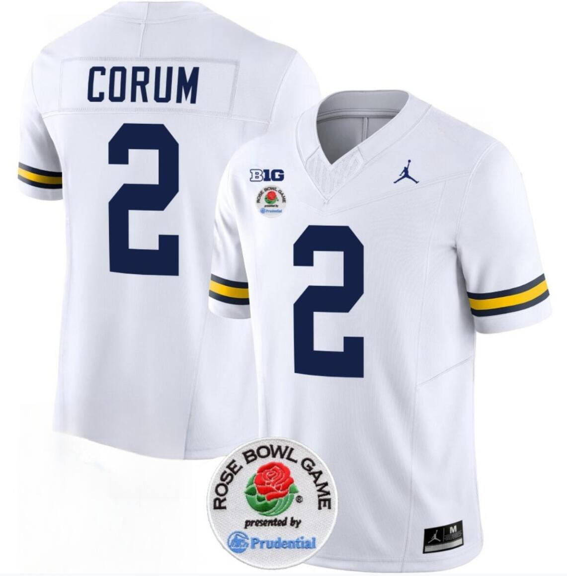Men's Michigan Wolverines #2 Blake Corum 2023 F.U.S.E. White Rose Bowl Patch Stitched Jersey Men's Michigan Wolverines #2 Blake Corum 2023 F.U.S.E. White Rose Bowl Patch Stitched Jersey