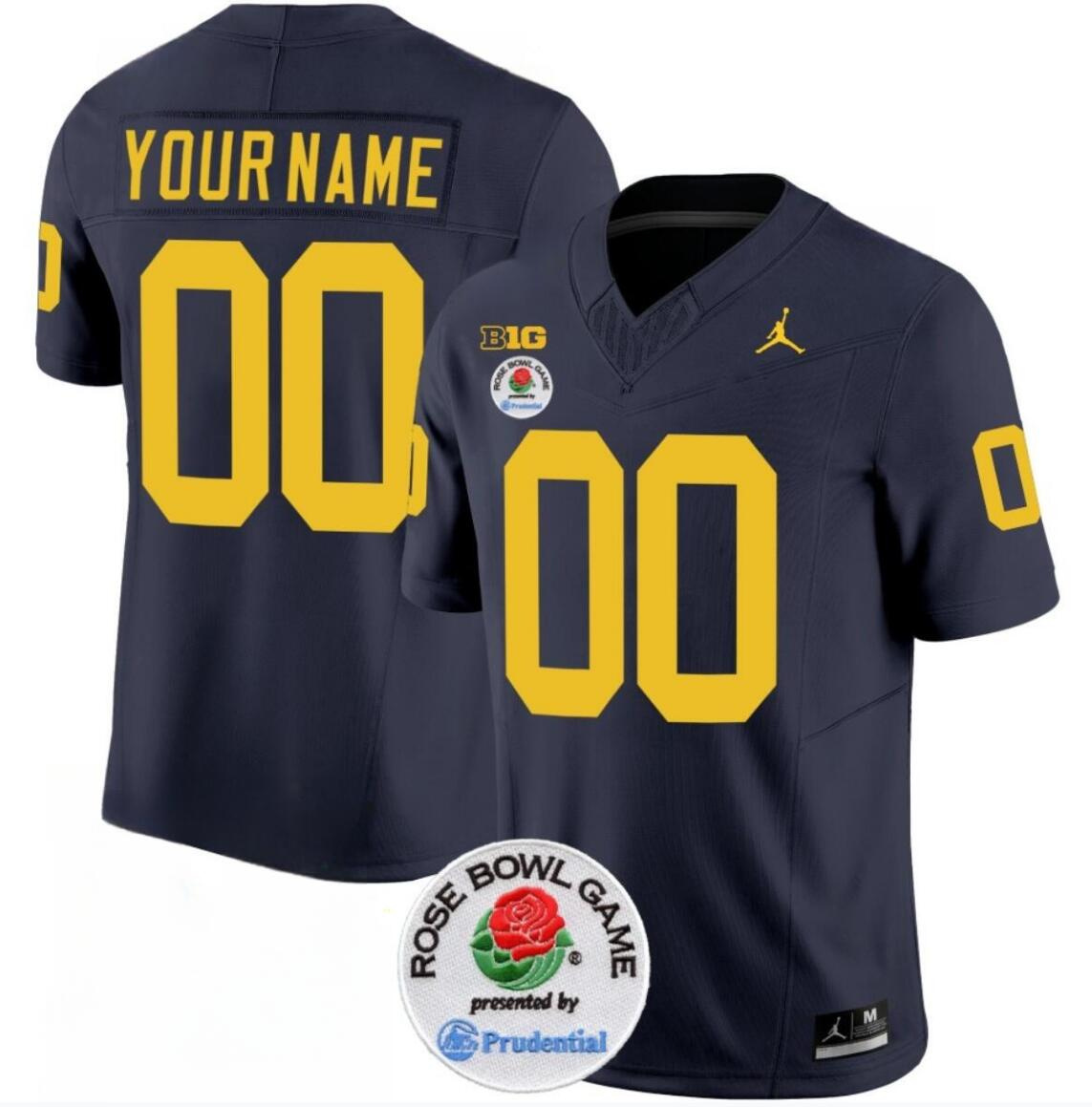 Men's Michigan Wolverines ACTIVE PLAYER Custom 2023 F.U.S.E. Navy Blue Rose Bowl Patch Stitched Jersey Men's Michigan Wolverines ACTIVE PLAYER Custom 2023 F.U.S.E. Navy Blue Rose Bowl Patch Stitched Jersey