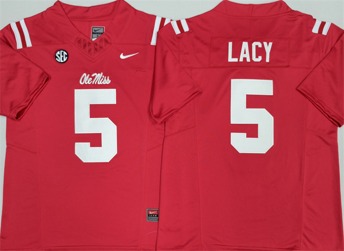 Men's Ole Miss Rebels #5 Kewan Lacy Red F.U.S.E. Stitched jersey