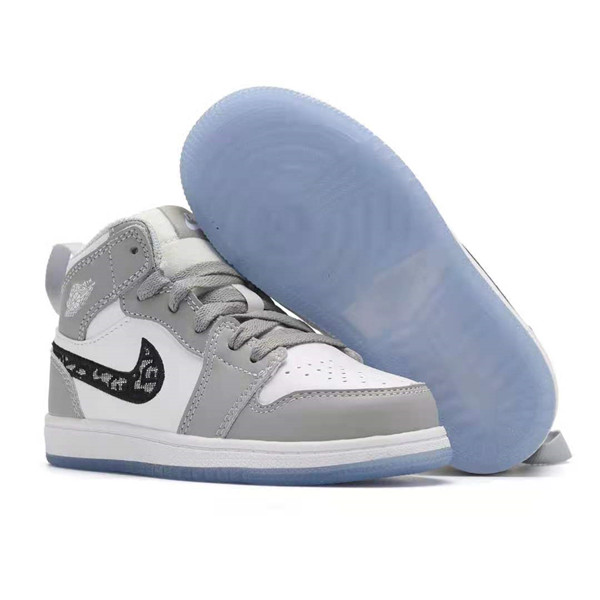 Youth Running Weapon Air Jordan 1 White/Grey Shoes 10029