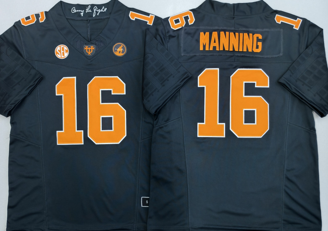 Men's Tennessee Volunteers #16 Peyton Manning Black 2026 F.U.S.E. Stitched Jersey