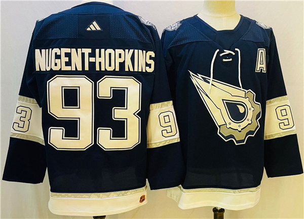 Men's Edmonton Oilers #93 Ryan Nugent-Hopkins Navy/White Stitched Jersey Men's Edmonton Oilers #93 Ryan Nugent-Hopkins Navy/White Stitched Jersey
