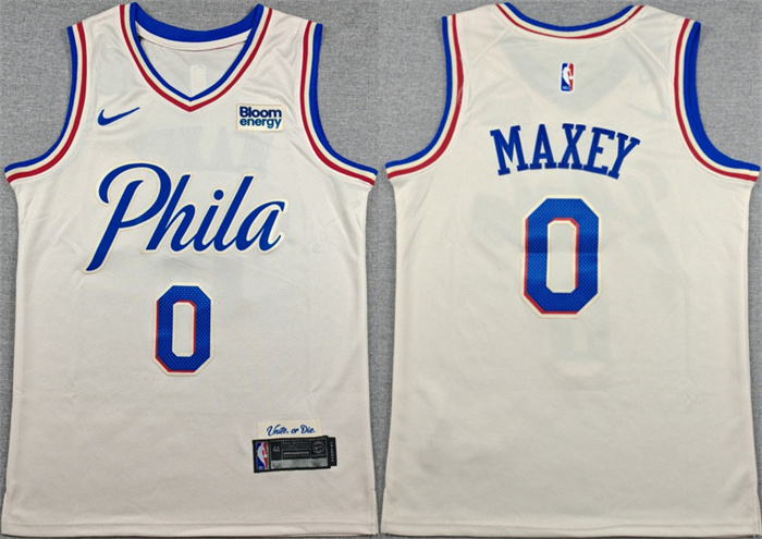 Men's Philadelphia 76ers #0 Tyrese Maxey Cream City Edition Swingman Stitched Jersey