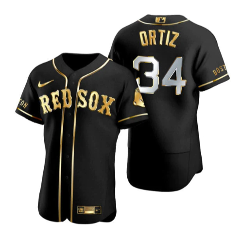Men's Boston Red Sox #34 David Ortiz Black/Gold Flex base Stitched Baseball Jersey Men's Boston Red Sox #34 David Ortiz Black/Gold Flex base Stitched Baseball Jersey