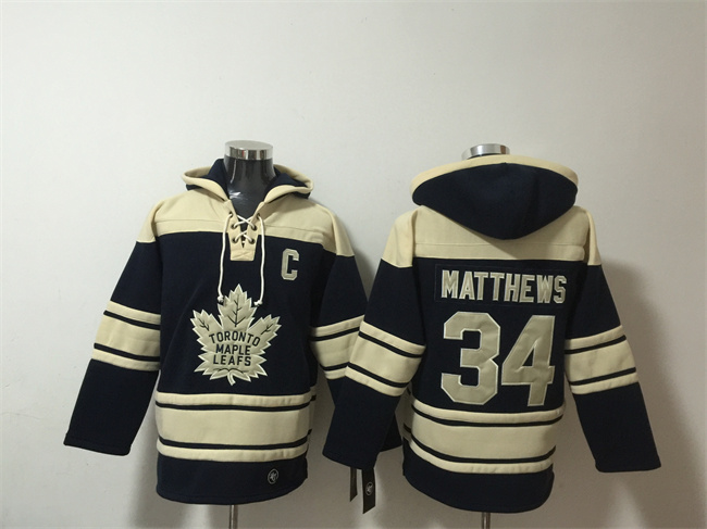 Men's Toronto Maple Leafs #34 Auston Matthews Black All Stitched Sweatshirt Hoodie Men's Toronto Maple Leafs #34 Auston Matthews Black All Stitched Sweatshirt Hoodie