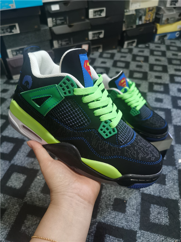 Men's Running weapon Air Jordan 4 Black/Green Shoes 0123 Men's Running weapon Air Jordan 4 Black/Green Shoes 0123