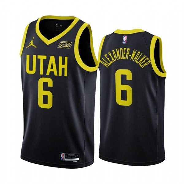 Men's Utah Jazz #6 Nickeil Alexander-Walker 2022/23 Black Statement Edition Stitched Basketball Jersey Men's Utah Jazz #6 Nickeil Alexander-Walker 2022/23 Black Statement Edition Stitched Basketball Jersey
