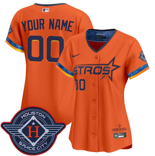 Women's Houston Astros Active Player Custom Orange 2025 City Connect Limited Stitched Baseball Jersey(Run Small) Women's Houston Astros Active Player Custom Orange 2025 City Connect Limited Stitched Baseball Jersey(Run Small)