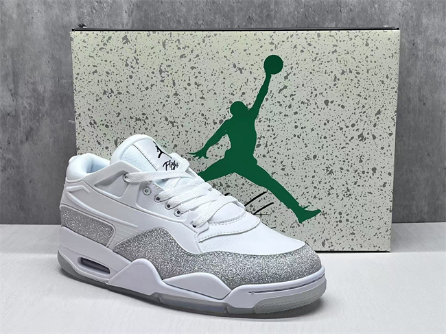 Women's Running weapon Jordan 4 White/Gray Shoes 023