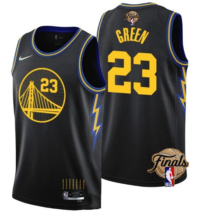 Men's Golden State Warriors #23 Draymond Green 2021/22 City Edition Black 75th Anniversary NBA Finals Stitched Basketball Jersey Men's Golden State Warriors #23 Draymond Green 2021/22 City Edition Black 75th Anniversary NBA Finals Stitched Basketball Jersey
