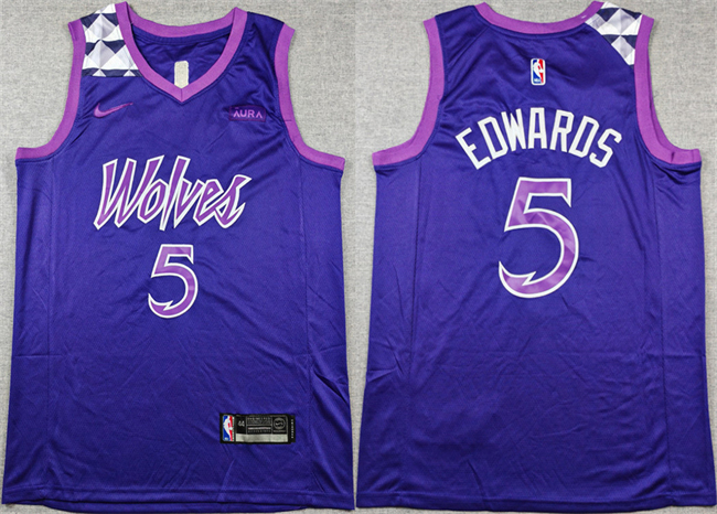 Men's Minnesota Timberwolves #5 Anthony Edwards Purple Stitched Jersey Men's Minnesota Timberwolves #5 Anthony Edwards Purple Stitched Jersey