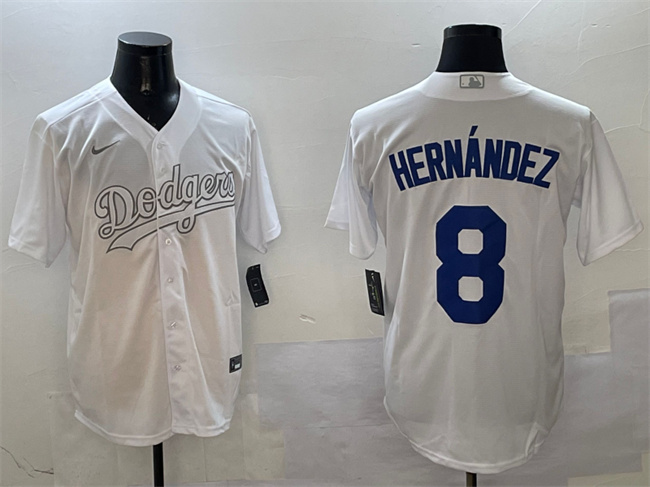 Men's Los Angeles Dodgers #8 Enrique Hernández White Fashion Cool Base Stitched Baseball Jersey Men's Los Angeles Dodgers #8 Enrique Hernández White Fashion Cool Base Stitched Baseball Jersey