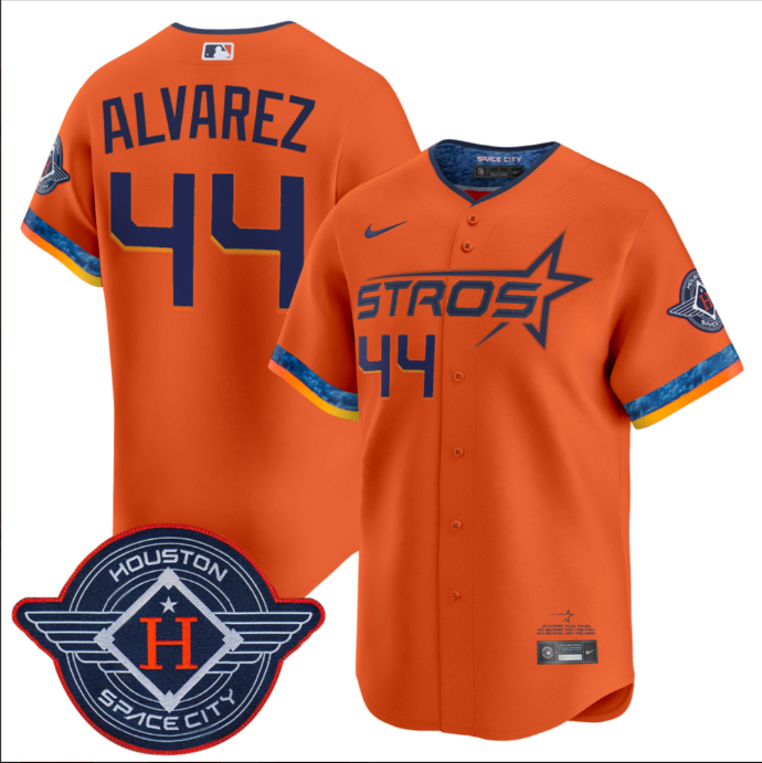 Men's Houston Astros #44 Yordan Alvarez Orange 2025 City Connect Limited Stitched Baseball Jersey Men's Houston Astros #44 Yordan Alvarez Orange 2025 City Connect Limited Stitched Baseball Jersey