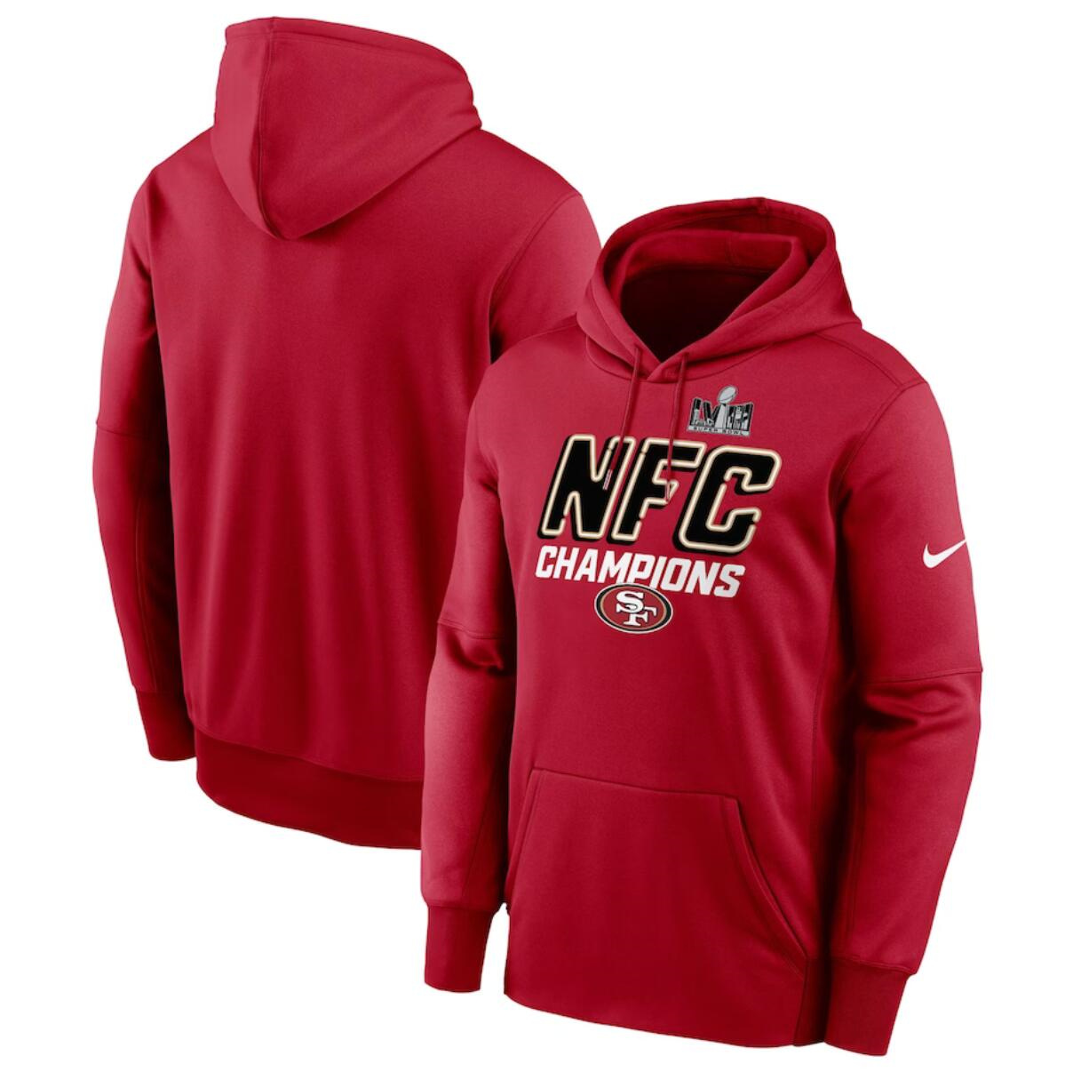 Men's San Francisco 49ers Scarlet 2023 NFC Champions Iconic Pullover Hoodie Men's San Francisco 49ers Scarlet 2023 NFC Champions Iconic Pullover Hoodie