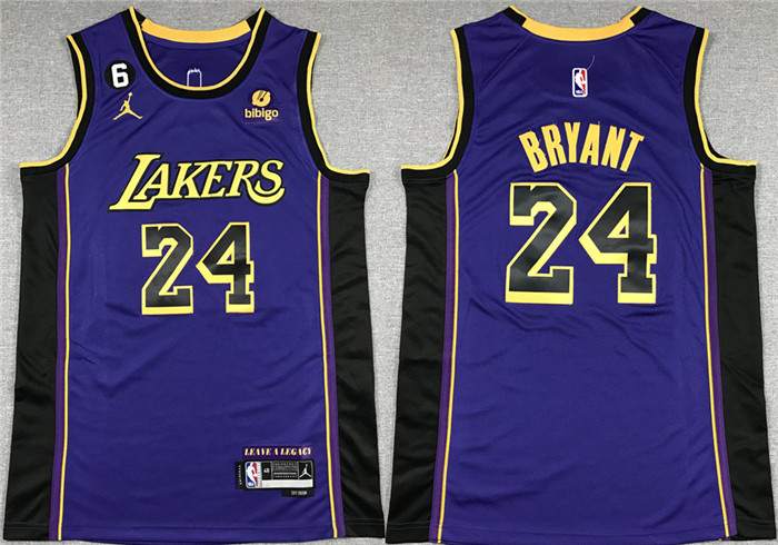 Men's Los Angeles Lakers #24 Kobe Bryant Purple With NO.6 Patch Stitched Basketball Jersey Men's Los Angeles Lakers #24 Kobe Bryant Purple With NO.6 Patch Stitched Basketball Jersey