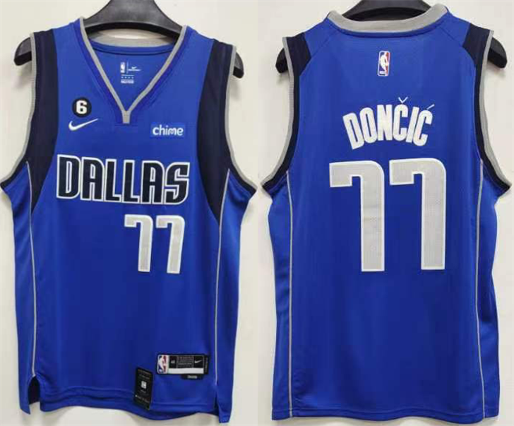 Men's Dallas Mavericks #77 Luka Doncic Blue No.6 Patch Stitched Jersey Men's Dallas Mavericks #77 Luka Doncic Blue No.6 Patch Stitched Jersey