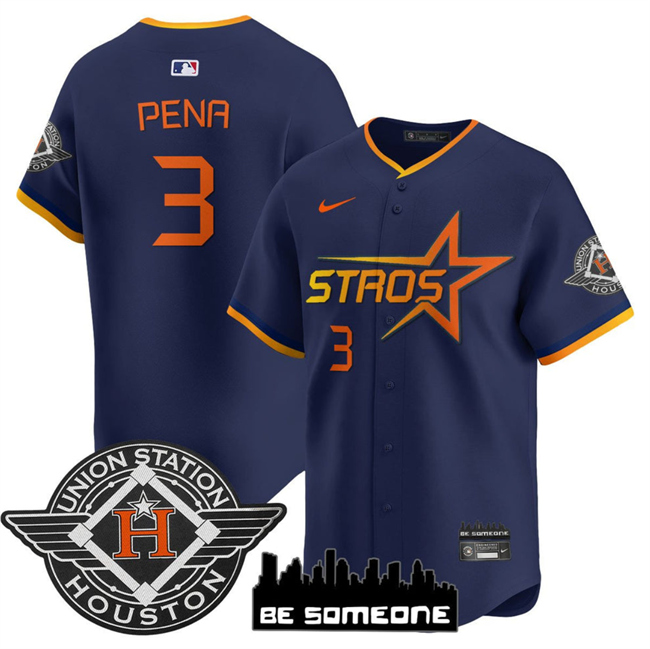 Men's Houston Astros #3 Jeremy Peña Navy 2025 City Connect Limited Stitched Baseball Jersey