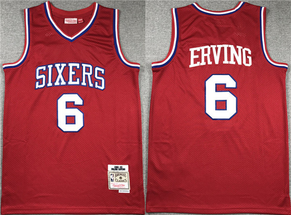 Men's Philadelphia 76ers #6 Julius Erving RedThrowback basketball Jersey Men's Philadelphia 76ers #6 Julius Erving RedThrowback basketball Jersey