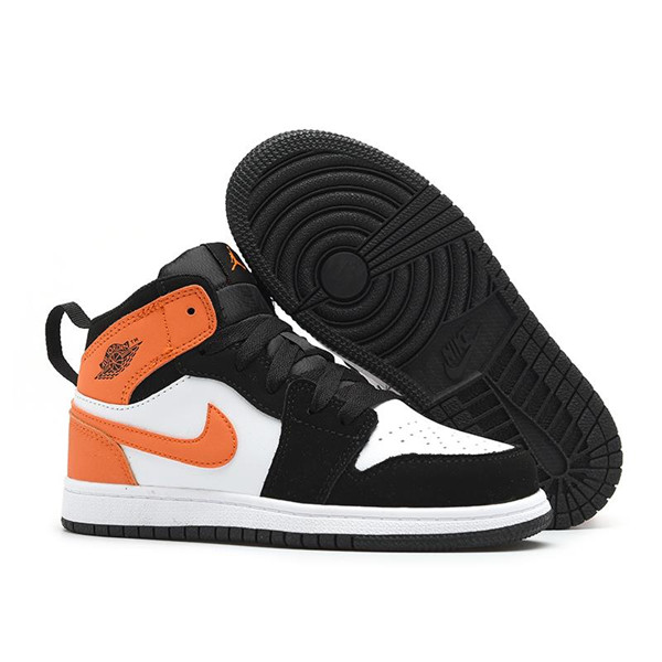 Youth Running Weapon Air Jordan 1 White/Orange/Black Shoes 20036