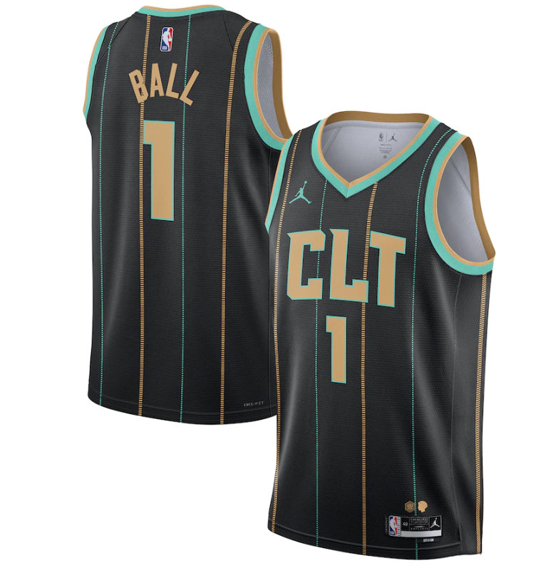 Men's Charlotte Hornets #1 LaMelo Ball 2022/2023 Black City Edition Stitched Basketball Jersey Men's Charlotte Hornets #1 LaMelo Ball 2022/2023 Black City Edition Stitched Basketball Jersey