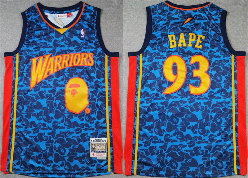 Men's Golden State Warriors #93 Bape Royal Throwback Stitched Jersey