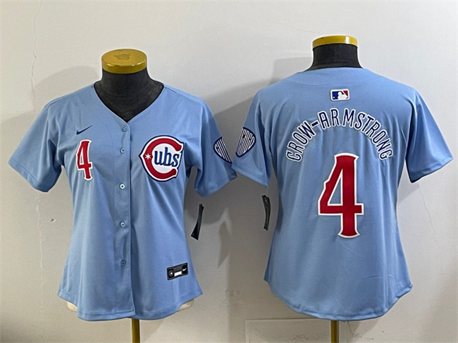 Women's Chicago Cubs #4 Pete Crow-Armstrong Blue 2024/25 2nd Alternatemited Stitched Baseball Jersey(Run Small)
