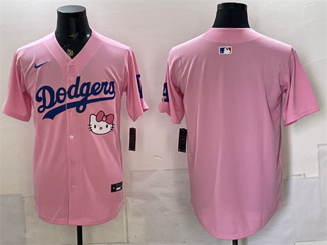 Men's Los Angeles Dodgers Blank Pink 2025 Hello Kitty Vapor Limited Stitched Baseball Jersey Men's Los Angeles Dodgers Blank Pink 2025 Hello Kitty Vapor Limited Stitched Baseball Jersey
