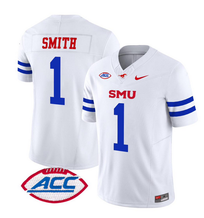 Youth SMU Mustangs Icy College Custom White 2024 Vapor Limited Jersey