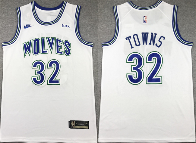 Men's Minnesota Timberwolves #32 Karl-Anthony Towns White City Edition Stitched Jersey Men's Minnesota Timberwolves #32 Karl-Anthony Towns White City Edition Stitched Jersey