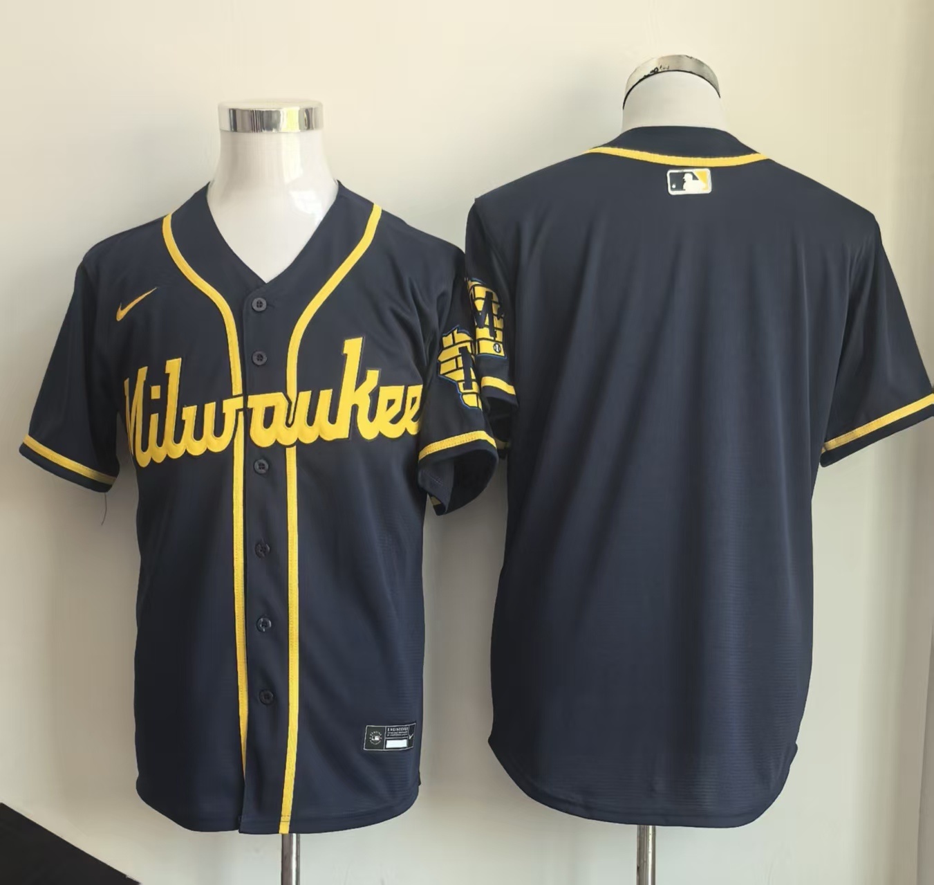 Men's Milwaukee Brewers Blank Navy Limited Stitched Jersey Men's Milwaukee Brewers Blank Navy Limited Stitched Jersey