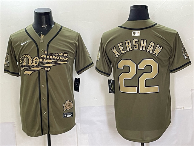 Men's Los Angeles Dodgers #22 Clayton Kershaw Olive 2026 Armed Forces Day Stitched Baseball Jersey Men's Los Angeles Dodgers #22 Clayton Kershaw Olive 2026 Armed Forces Day Stitched Baseball Jersey