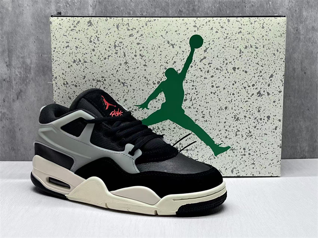 Women's Running weapon Jordan 4 Black/Gray Shoes 022