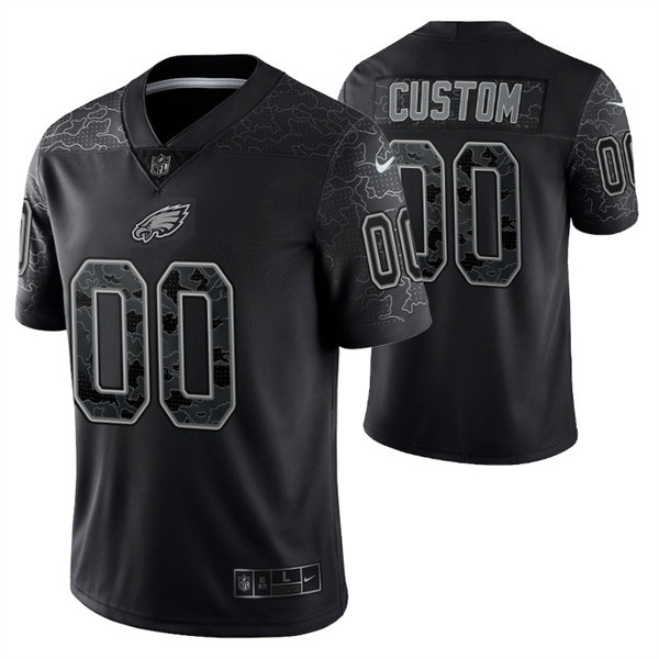 Men's Philadelphia Eagles Customized Black Reflective Limited Stitched Jersey Men's Philadelphia Eagles Customized Black Reflective Limited Stitched Jersey