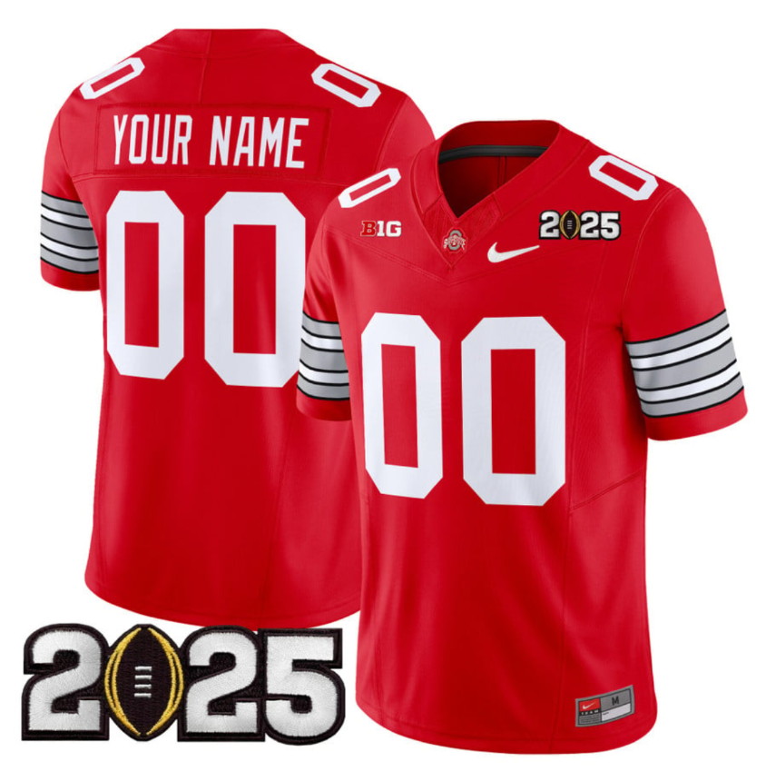 Toddlers Ohio State Buckeyes Active Player Custom Red 2025 CFP Final Patch F.U.S.E. Vapor Limited Stitched Football Jersey
