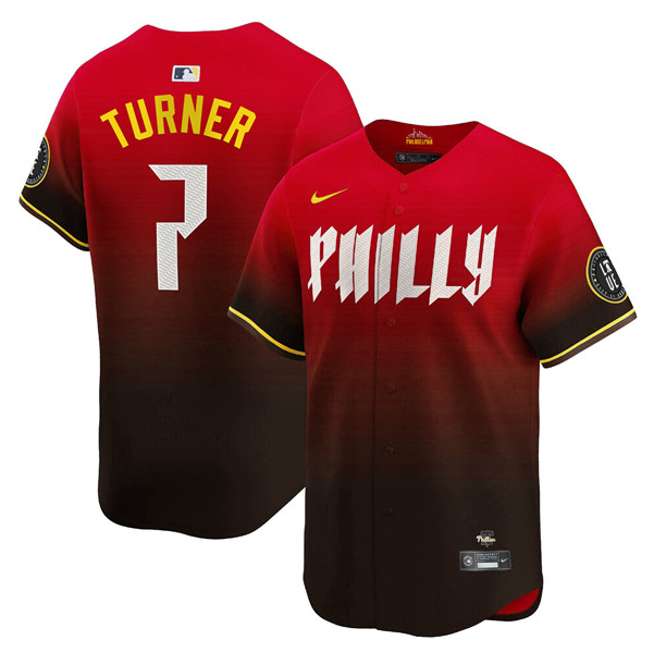 Youth Philadelphia Phillies #7 Trea Turner Red 2024 City Connect Limited Stitched Baseball Jersey