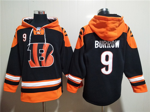 Men's Cincinnati Bengals #9 Joe Burrow Orange/Black Ageless Must-Have Lace-Up Pullover Hoodie Men's Cincinnati Bengals #9 Joe Burrow Orange/Black Ageless Must-Have Lace-Up Pullover Hoodie