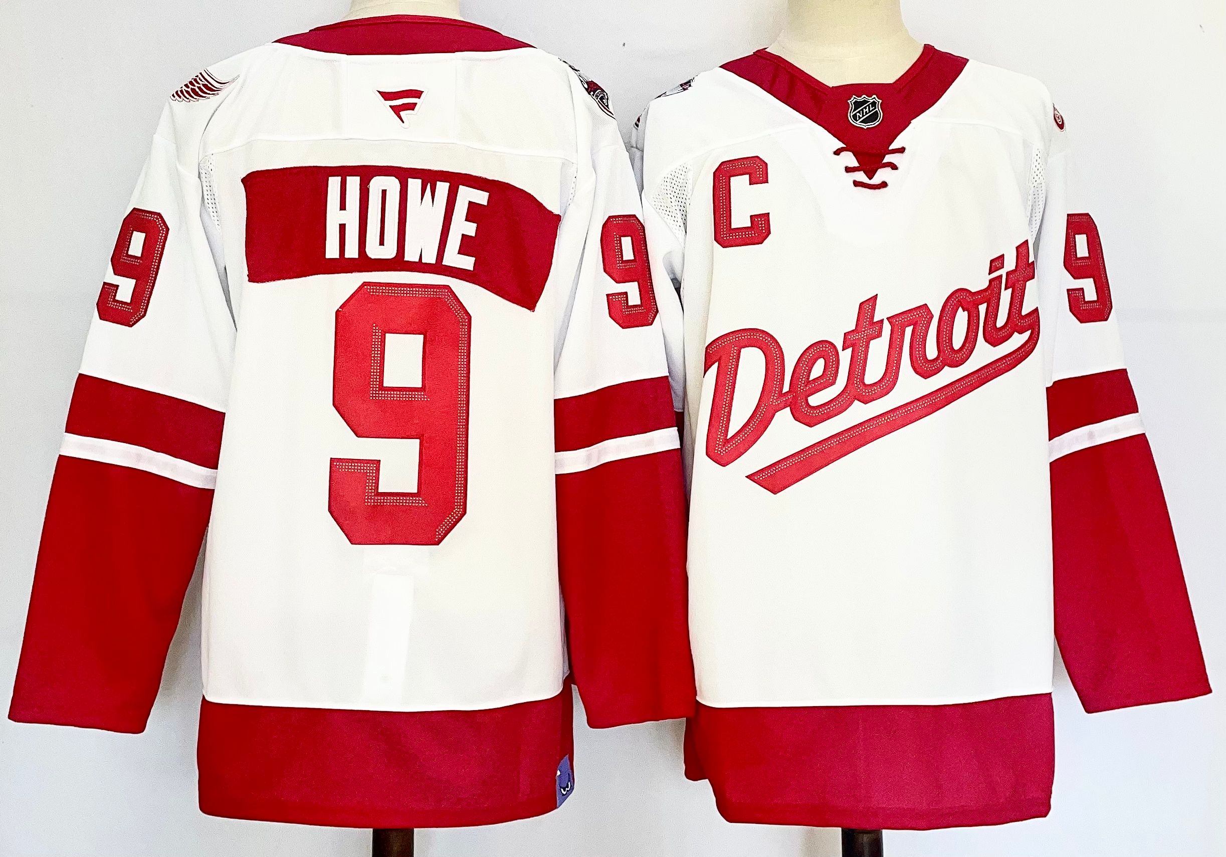Men's Detroit Red Wings #9 Gordie Howe White/Red 2024-25 With C Patch Stitched Jersey Men's Detroit Red Wings #9 Gordie Howe White/Red 2024-25 With C Patch Stitched Jersey