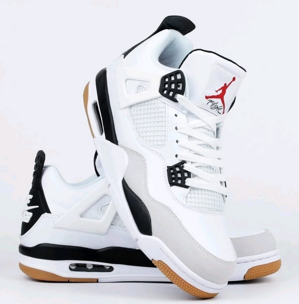 Men's Hot Sale Running weapon Air Jordan 4 White/Black Shoes 0253 Men's Hot Sale Running weapon Air Jordan 4 White/Black Shoes 0253